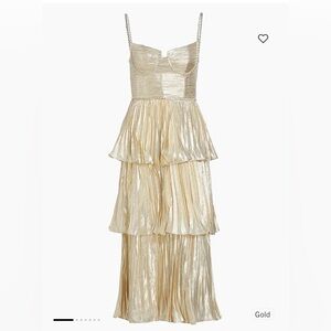 Self-Portrait Gold Strapless Tiered Dress